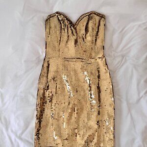 Vintage A.J. Bari Gold Sequin Mini Dress sz M